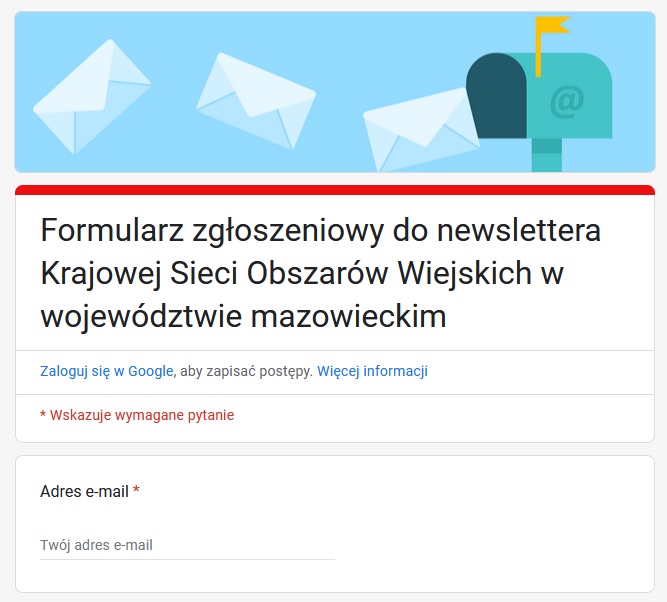 Print screen formularza zgłoszeniowego
